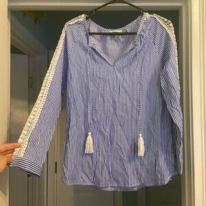 JADE Melody Tam Blue And White Stripped Blouse